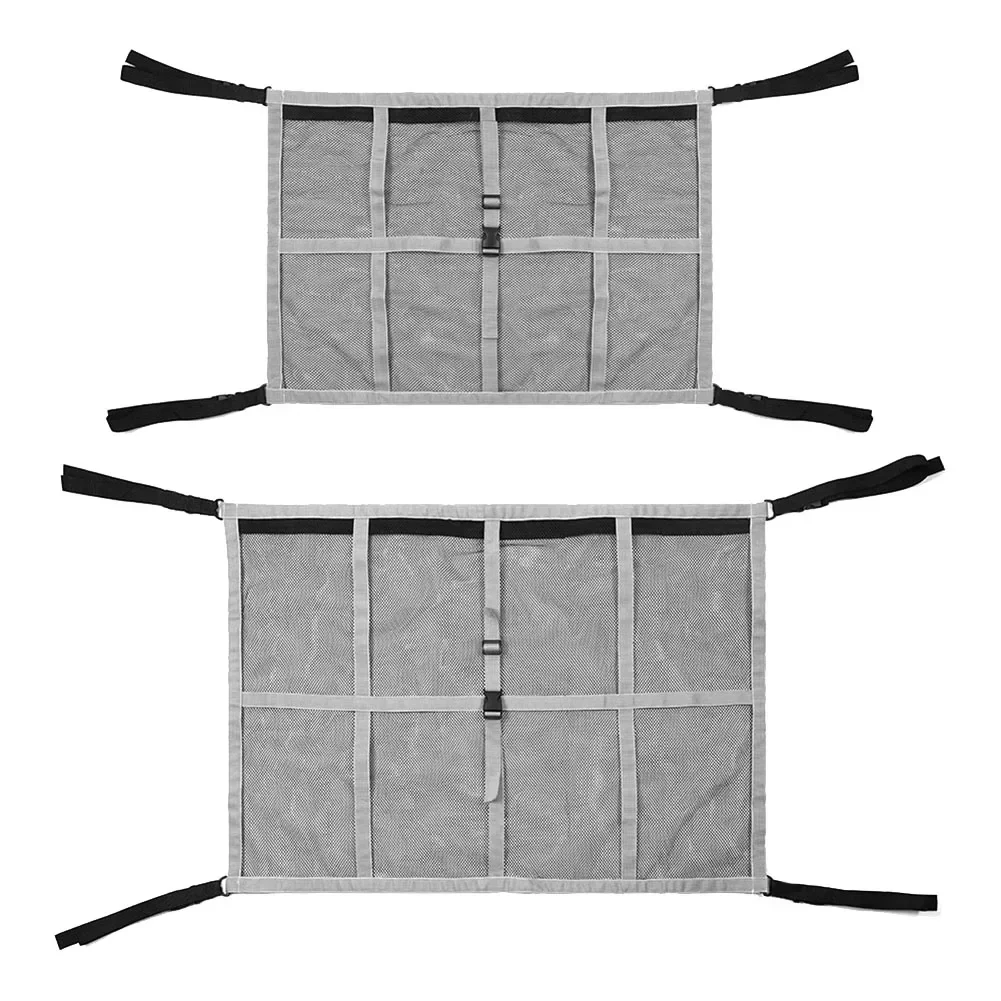 1pc Car Ceiling Storage Net Pocket Roof Bag Interior Cargo Adjustable Mesh Sundries Organizer Storage Bags For Van SUV Truck