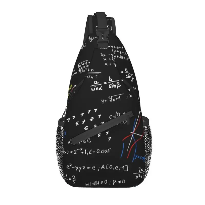 

Geek Physics Equations Crossbody Sling Backpack Men Math Science Teacher Gift Chest Shoulder Bag for Cycling Camping Daypack