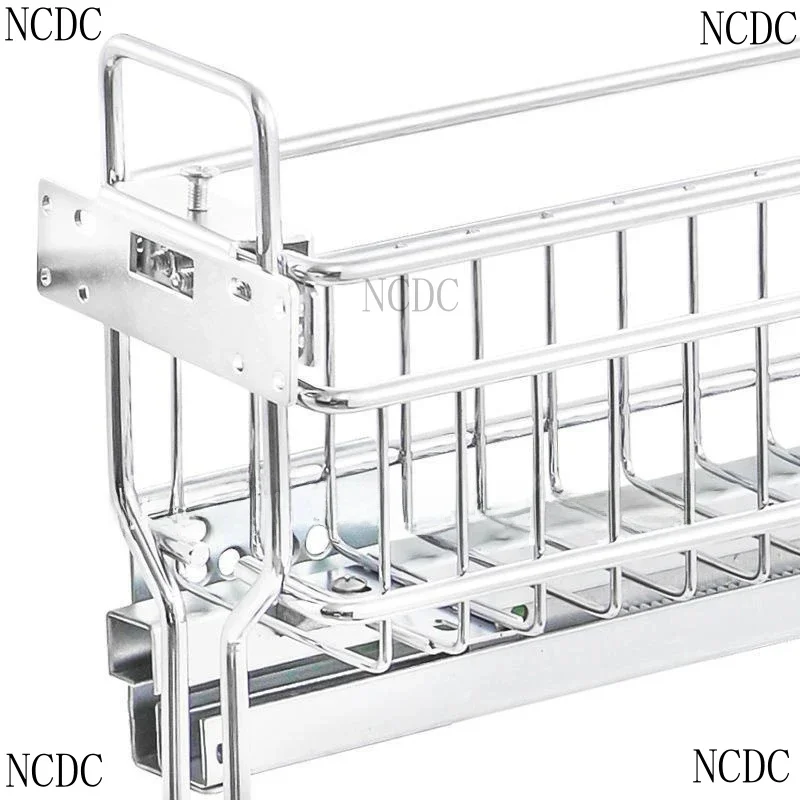 Kitchen Drawer Type Side Pull Floor Cabinet Double Layer Extremely Narrow Basket Storage Buffer Damping Slide