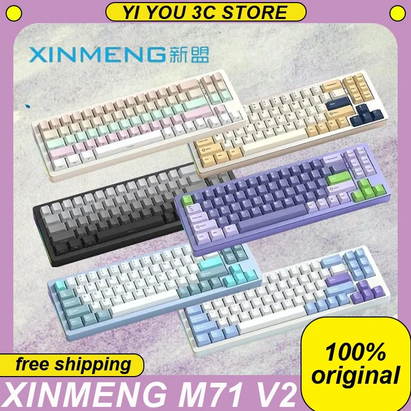 

Xinmeng M71 V2 Mechanical Keyboard Aluminum Three Mode Wireless Bluetooth Keyboard 71key Gasket Rgb Hot Swap Gaming Keyboard PC