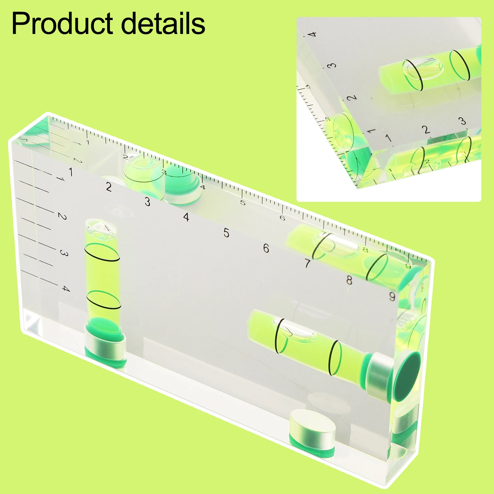 Tool Level Ruler 90 \\\'parts 95mm/3.74“ Bubble Level Magnetic Level Transparent Two Direction Exquisite Tool Level