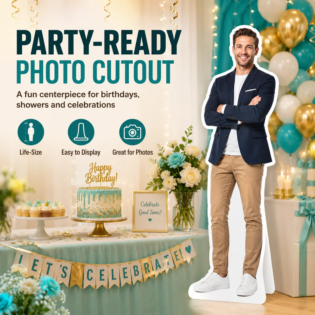 1 Stück Personalisierter Ganzkörper-Standee, Maßgefertigter Lebensgroßer Foto-Aufsteller für Geburtstag Hochzeit Weihnachten Heim-Dekoration Display – Detail 4