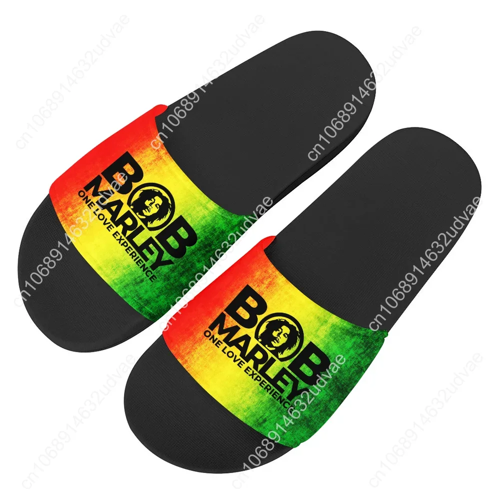 Bob Marley Reggae Rasta Slippers Man Woman Boy Girl Tailor Made Slides Sandals Photo Text Customized Bath Shoes Water Shoe
