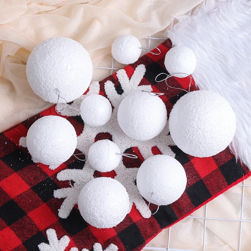 

4/6/8CM 6Pcs White Foam Ball Christmas Tree Hanging Pendant Ornament Xmas Decorations for Home 2026 New Year Navidad Decor