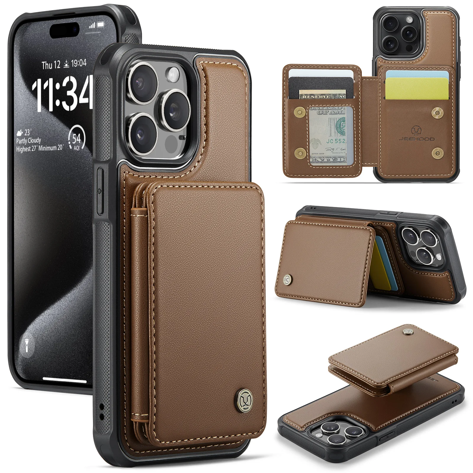 

Luxury Magnetic Leather Wallet Case For iPhone 16 15 14 13 12 11 Pro 6 7 8 Plus XR XS Max Stand Cover Multi Cards