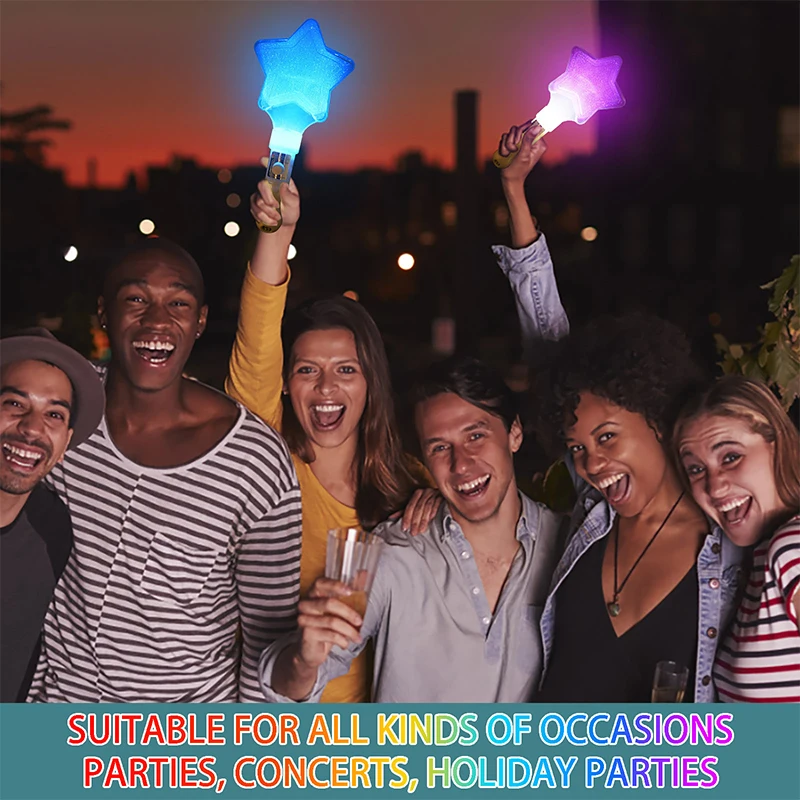 عصا توهج ليد على شكل قلب ونجمة ، أنبوب هتاف مشع للحفلات الموسيقية ، عصا إضاءة لحفلات الزفاف ، تغيير الألوان ، 1 2.1