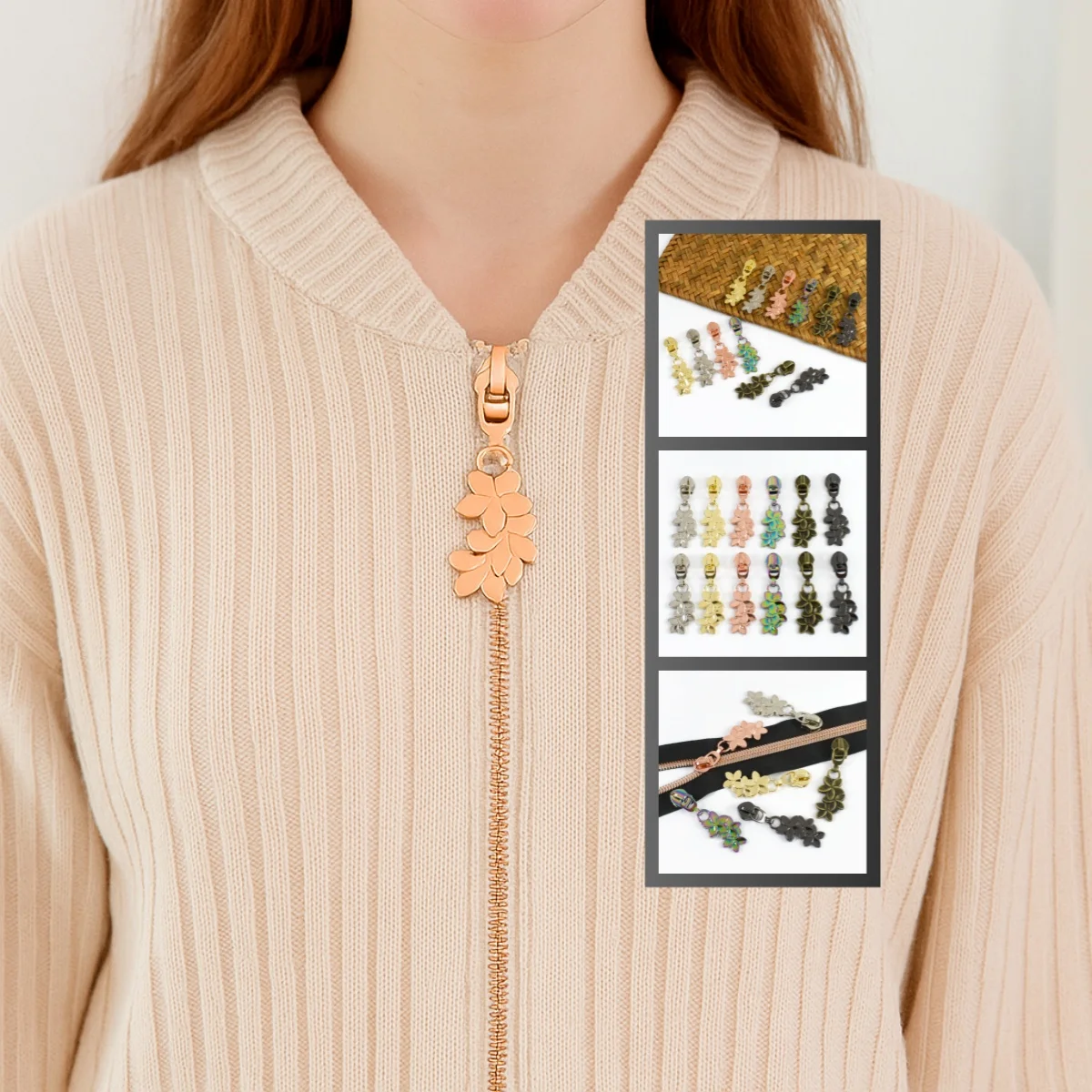 

5/10/20/30/40/50Pcs 5# Zipper Sliders Repair Parts for Sewing Flower Zippers Puller Head Closure Zip Cursor Replacement Supplies