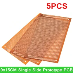 5pcs 9x15 9*15cm Single Side Prototype PCB Universal Board Experimental Bakelite Copper Plate Circuirt Board yellow