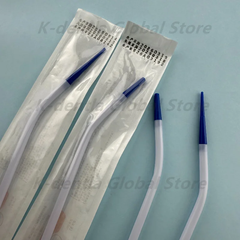 

50Pcs French Long Curved Suction Tube Disposable Dental Saliva Ejector Suction Tips with Adapters for Surgical Use