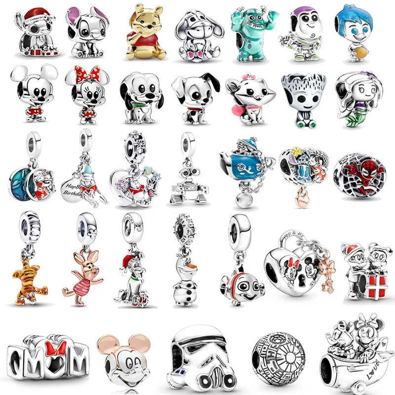 Disney Mickey Mouse Stitch Beads Pendant Charms Fit Original DIY Bracelets Necklaces for Women Men Jewelry Accessory kids Gift