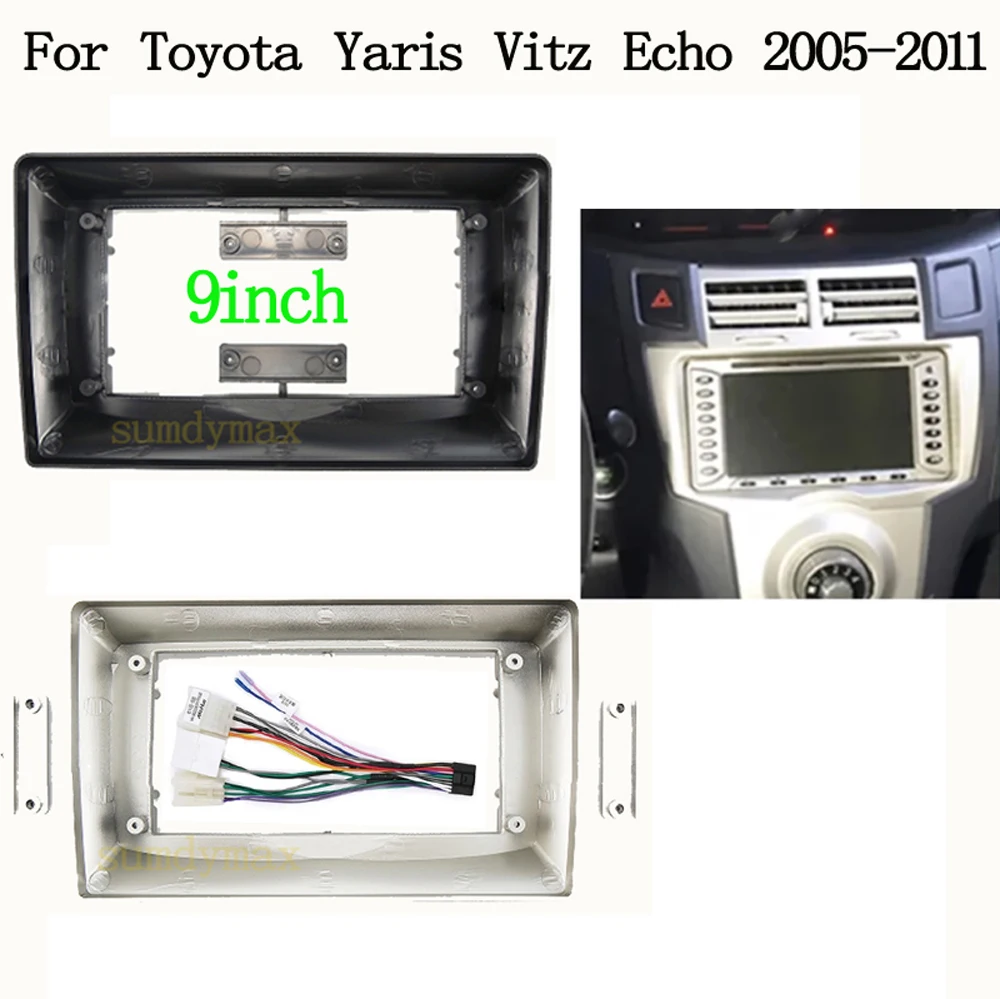 

10,1-дюймовый 2-диночный большой экран android, автомобильный радиоприемник, лицевая рамка для Toyota Vitz Echo Yaris 2005-2011, автомобильная радиорамка, кабель, провод