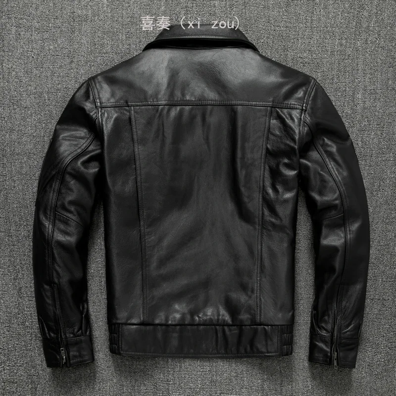 2025 high quality 100% leather top layer cowhide leather men's bomber jacket plus size jacket fashion