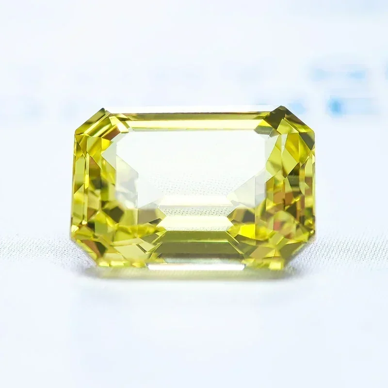 اللون الأصفر الزمرد قطع مختبر نمت الياقوت الأحجار الكريمة لسحر DIY حلقة قلادة أقراط المواد