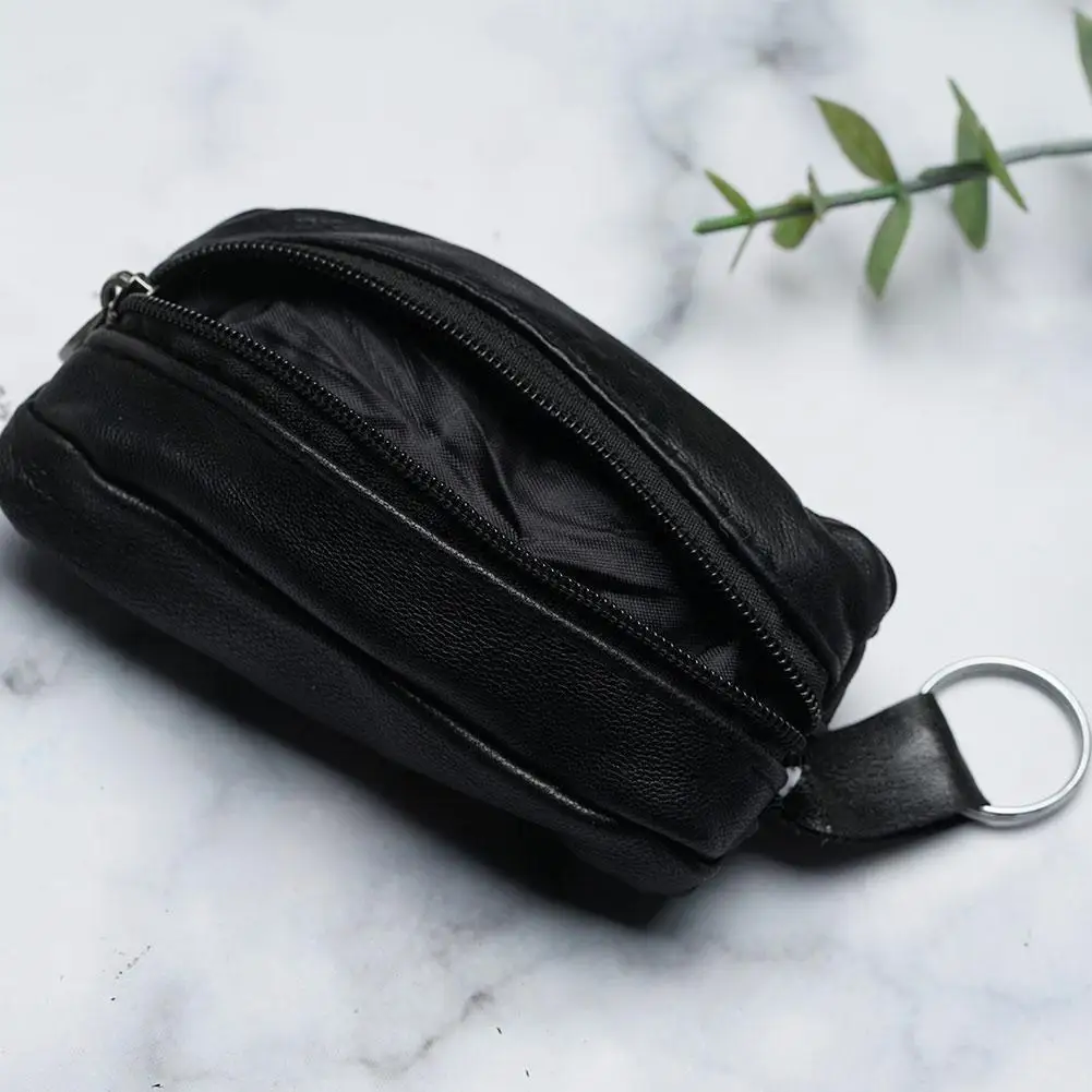 Modischer Schlüsselanhänger aus echtem Leder, Kleingeldtasche, Clutch, Schlüsselhalter, Organizer, tragbare Mini-Münzaufbewahrung für Männer und Frauen – Detail 11