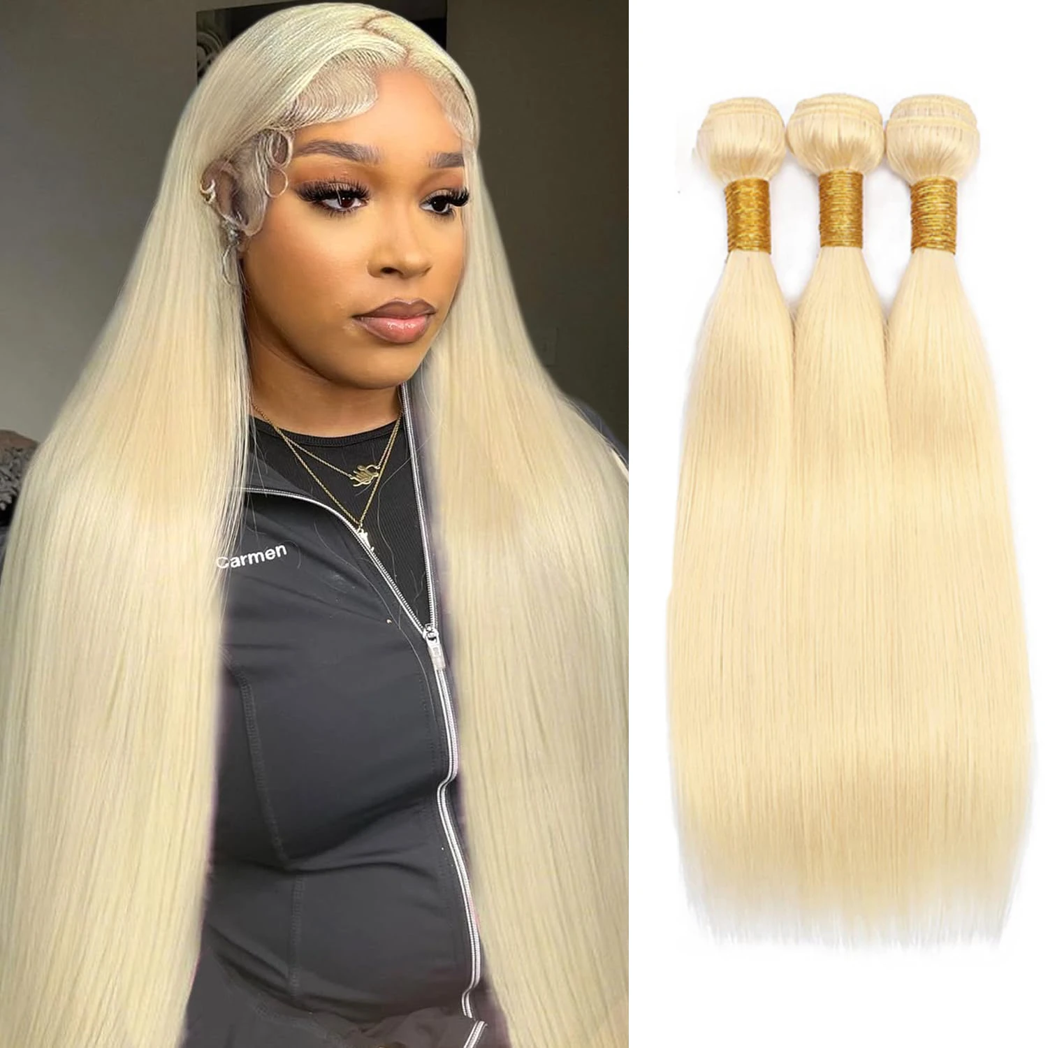 

613 Прямые пучки человеческих волос Медовые 1/3/4 шт. Пучки бразильские 36 38 40 дюймов Пучки двойного утка Влажные и волнистые для чернокожих женщин