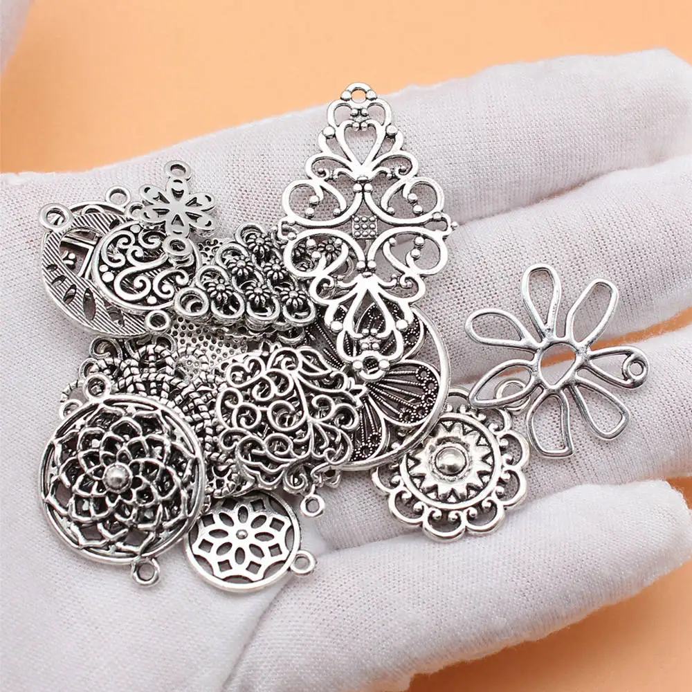 Jewelry Making Supplies Antique Silver Color Motif Charms Collection  New In Phone Pendant 24pcs