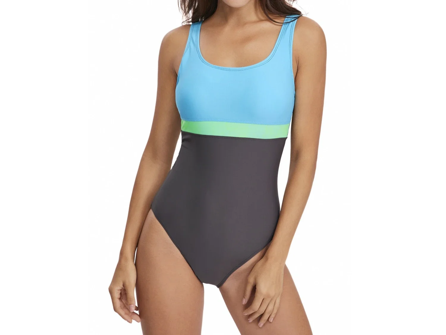 European American Sexy Color Block Triangle One Piece Swimsuit Bathing Suit for Women