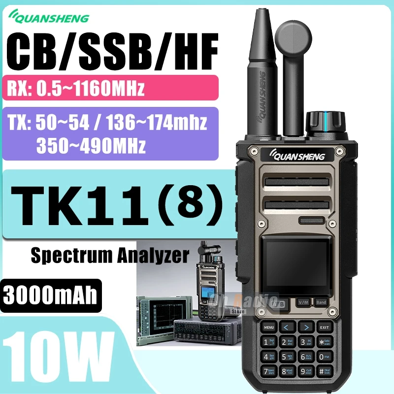Quansheng TK11(8) 10W Walkie Talkie AM FM SSB Dual Receiver 3000mAh Magic Voice Spectrum Analyzer Frequency Meter SAME Ham Radio