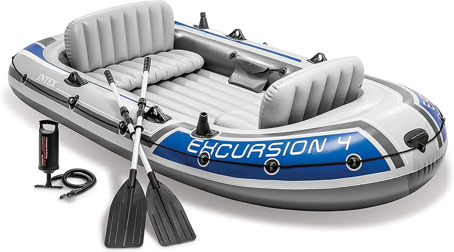 Excursion Inflatable Boat Series: Includes Deluxe 54in Boat Oars and High-Output Pump – SuperTough PVC – Adjustable Seats