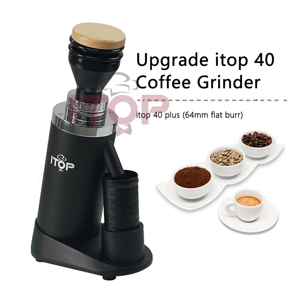 Molinillo de café ITOP40 Plus de 64MM con rebaba plana de titanio, mejora la ajuste continuo de la finura, máquina trituradora de café expreso en