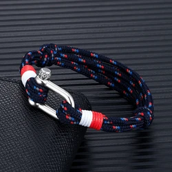 MKENDN Men's Sport Camping Parachute cord Survival Bracelet Women U-Shape Stainless Steel Shackle Buckle Surfer Beach Jewelry