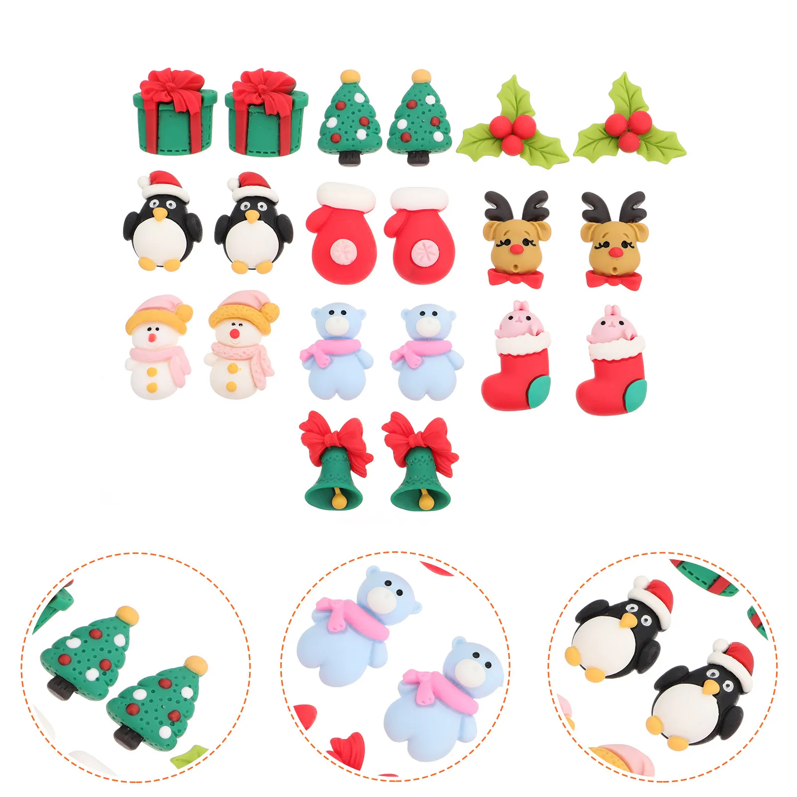 20pcs Christmas Hair Accessories – Snowman & Tree Flatback Charms for DIY Crafts & Hair Decor