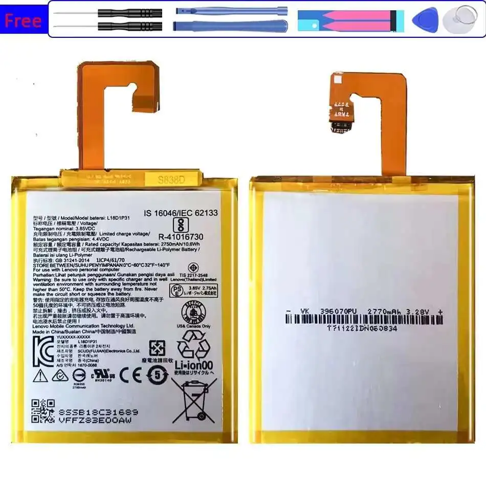 

Tablet Battery High Compatibility For Lenovo Tab E7 TB-7104F 2750Mah L18D1P31 Reliable Power
