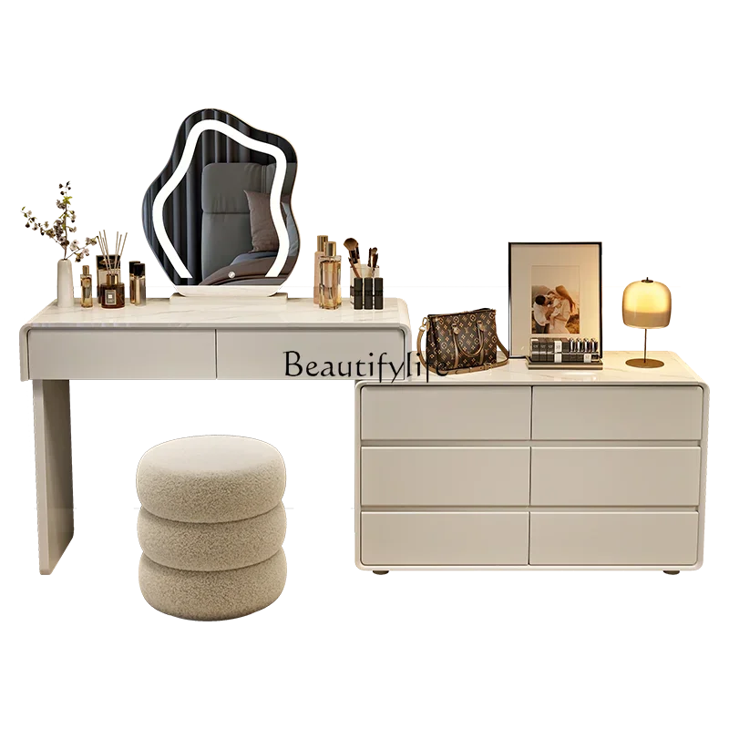 

ls 27 Solid wood dresser bedroom modern simple Italian high-end sense chest cabinet storage cabinet integrated makeup table