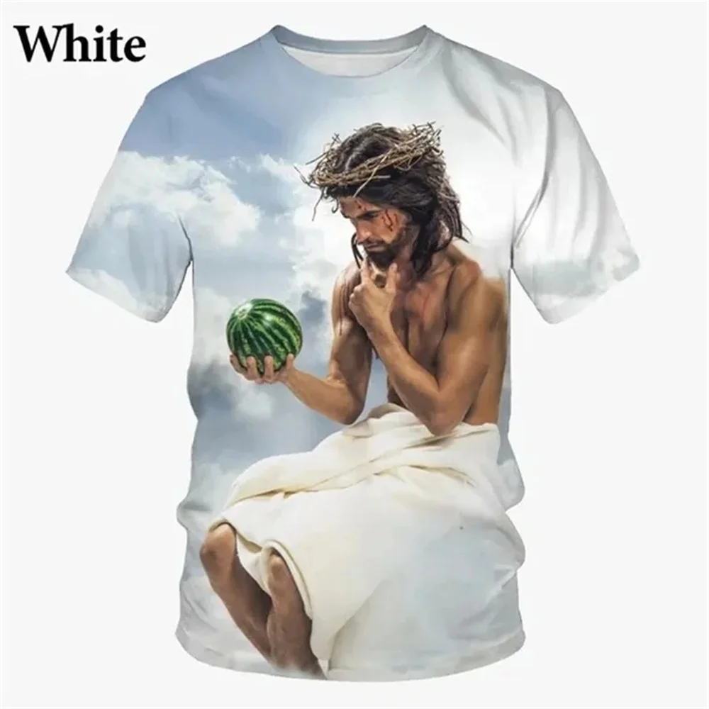 New Summer Men 3D Printed Funny Jesus T-Shirt Casual O-Neck Tops Tees Male Fashion Short Sleeve Clothing Vintage Streetwear - view 4