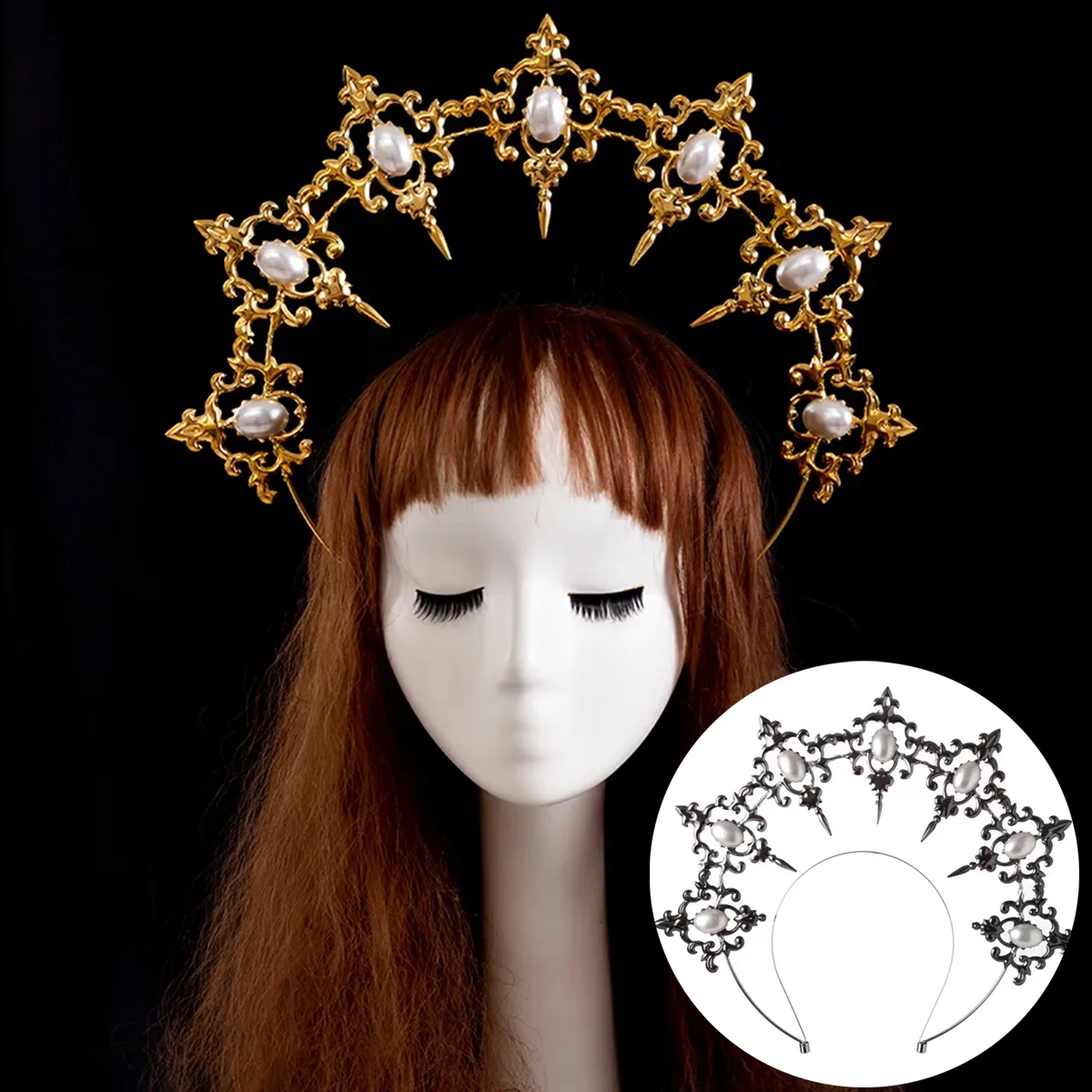 

Women Dark Sun Crown Headpiece Wedding Headwear Cosplay Girls Metal Headband Halloween Carnival Party Props Costume Gifts