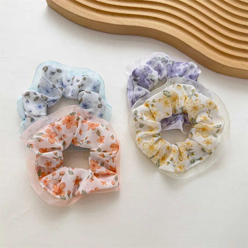 Girl Hair Accessories Women Ladies Hair Tie Striped Girl Fashion Floral Design Scrunchies Ponytail Hair Female Holder Rope