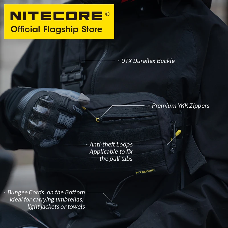 NITECORE SLB03 Commuter Sling Bag 500D Nylon Casual MultiPurpose Tactical Function Crossbody Bag Molle System Waist Bags Men