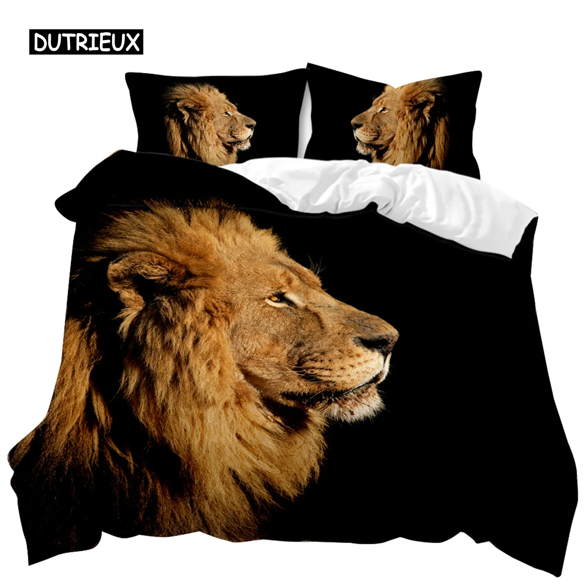 

Lion and Tiger Duvet Cover Set 3D Print Tiger Bedding Set Kids Girls Boy Animal Polyester Comforter Cover Double Queen King Size