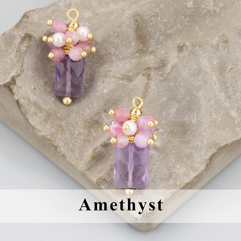 assoonas, 2 Stück/Set, MH73, Schmuckzubehör, 18k vergoldet, Kupfer, Naturstein, handgefertigt, Anhänger, Schmuckherstellung, DIY-Anhänger – Detail 5