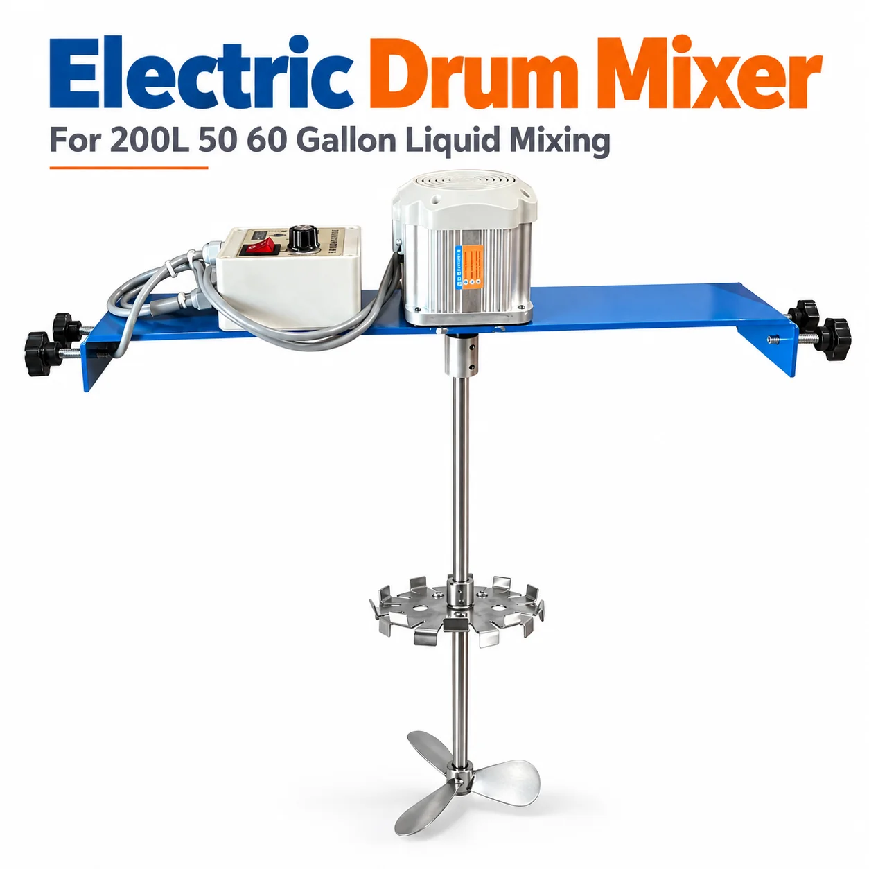 AOLIVIYA 200L 220V Electric Drum Mixer Industrial Liquid Agitator Variable Speed Paint Disperser 50 Gallon 60 Gallon Stirrer