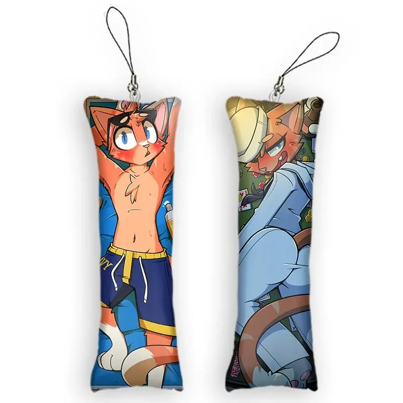 

New Fashion Cute Small Furry Pillow Pendant Zububu Mini Dakimakura Keychain 2 Side Hanging Ornament Backpack Phone Strap Funny D
