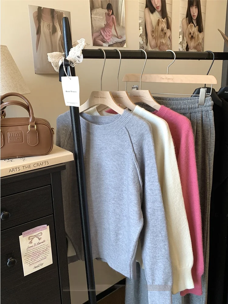 Autumn Winter Women's Lazy Sle round Ne Long Sve Sweater Top Faionable Versatile Age Reduction Slimming  Color