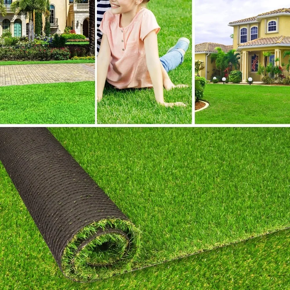 

Artificial Grass Fake Grass Lawn Turf , Realistic Synthetic Pet Turf Garden Landscape, Faux Grass Indoor/Outdoor Rugs with Drain