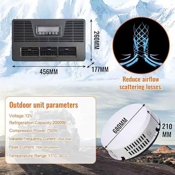 

12V DC Rooftop Air Conditioner, Split AC for RV, Truck, Campervan, Caravan