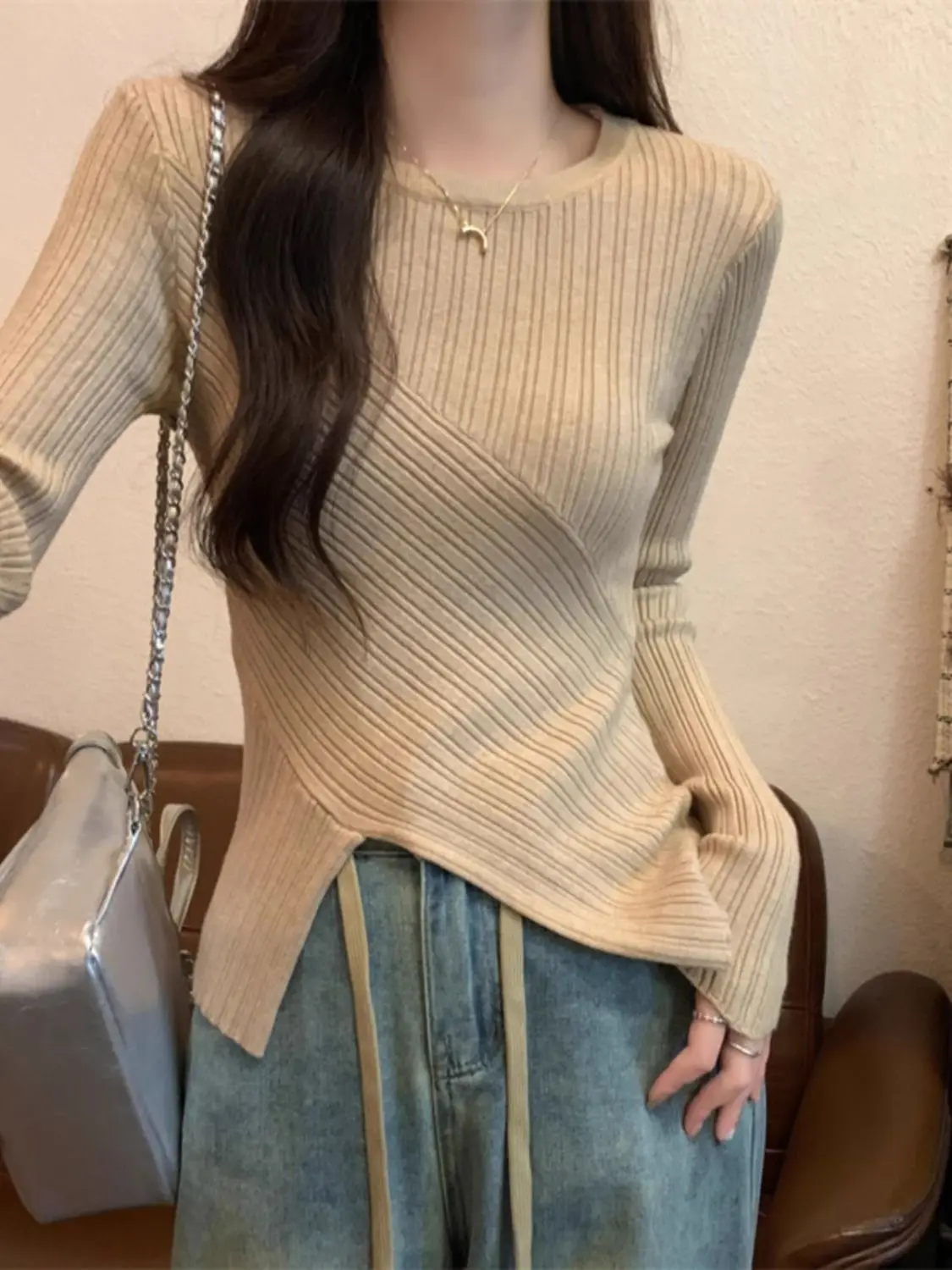 البلوزات لاعبا البلوفرات امرأة الفراء مثير نمط الخريف هامش الطبيعة أومبير طوق نغمي دافئ أنيق لينة الموسمية العادية OL