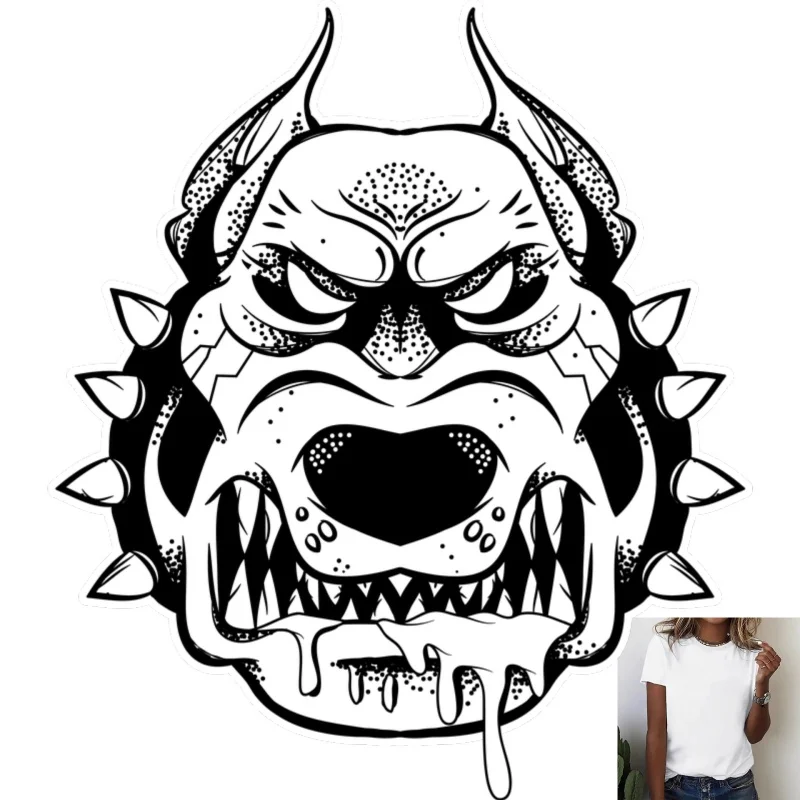 Cool Cool Stylish Angry Dog Head Heat Transfer White Ink Iron - on Transfer, Suitable for T - Shirts/Canvas Bags, Street - Style - Aliexpress Deal