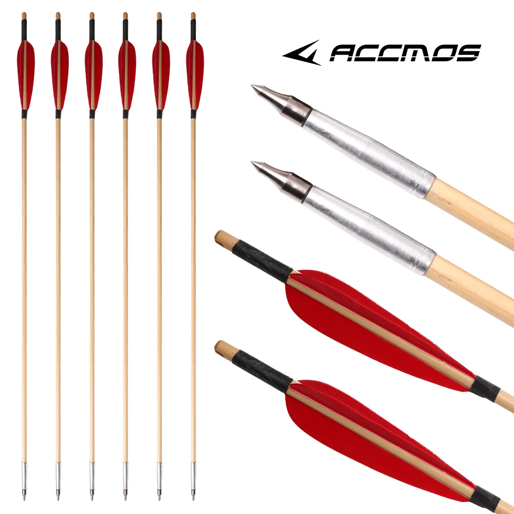 

6/12/24 шт. деревянные стрелы, традиционные турецкие перья, стрела, лук, стрельба из лука, охотничьи аксессуары