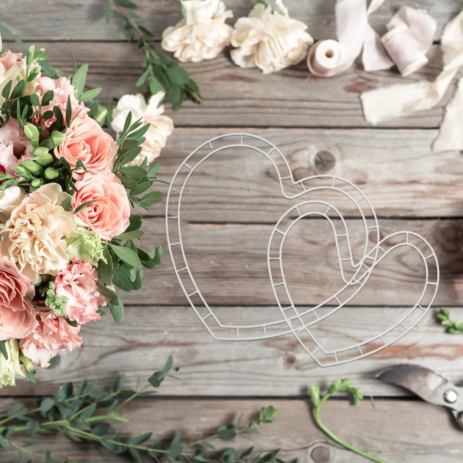 Heart Design Flower Vase Arrangement Holder Wedding Party Event Decor Centerpiece Bridal Bouquet Display Stand Floral