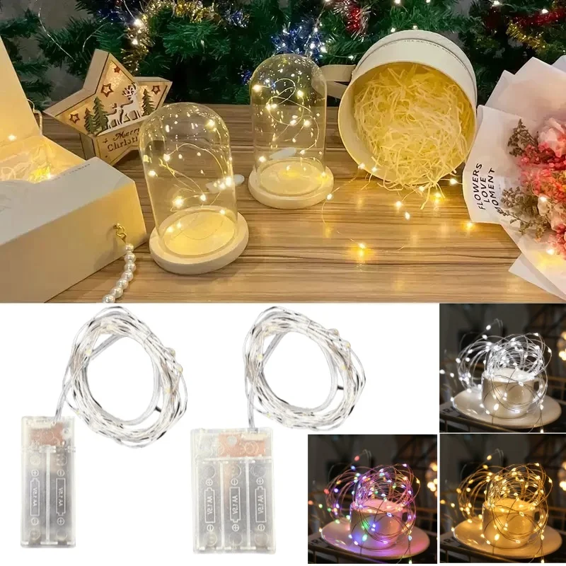  Battery Box Copper Wire String Lights LED Fairy Garland Christmas Bedroom Wedding Home Party Deco