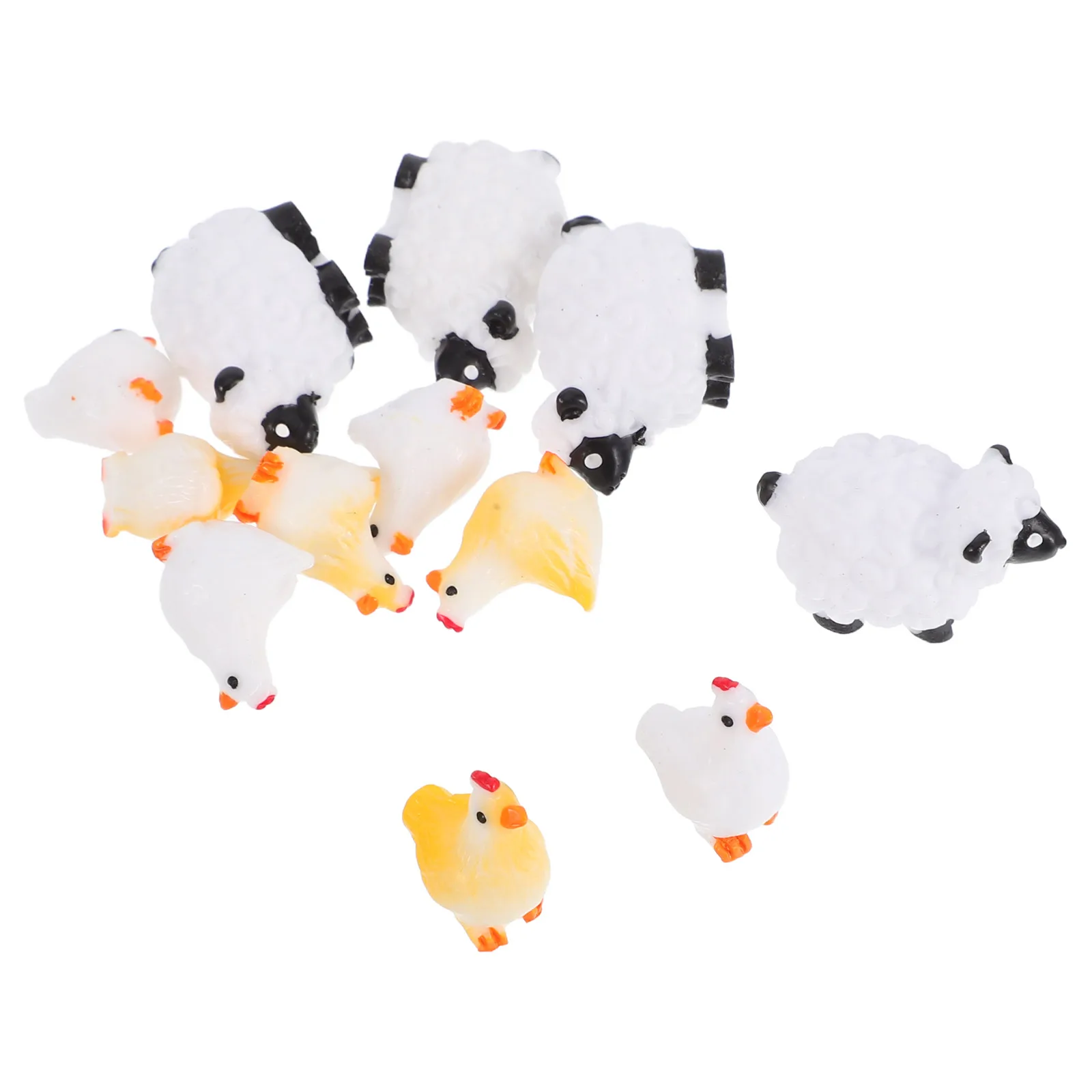 

1 set 12 Mini Chicken Figurines Resin Garden Decor Miniature Animal Statues Waterproof Lightweight Ornaments Animal Statues