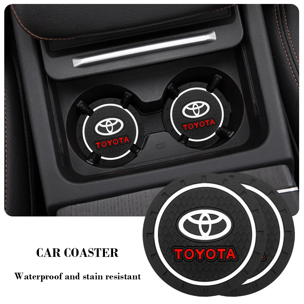 1/2pcs Car Decorative Felt Pad Dustproof Car Mat Water Cup Coaster Suitable For Toyota C-hr Corolla Camry Rav4 Yaris Hilux Prius