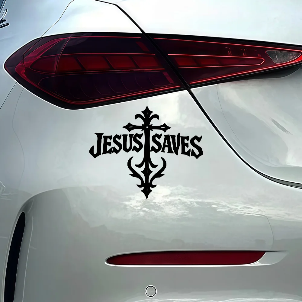 

1Pc Jesus Saves Cross Sticker Waterproof Christian Vinyl Decal for Motorcycle Helmet Fuel Tank Car Window Universal Decor