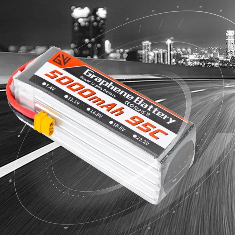 Drone battery 22.2V 6S lithium battery 5000mAh 95C suitable for remote control cars ship models aircraft models racing models