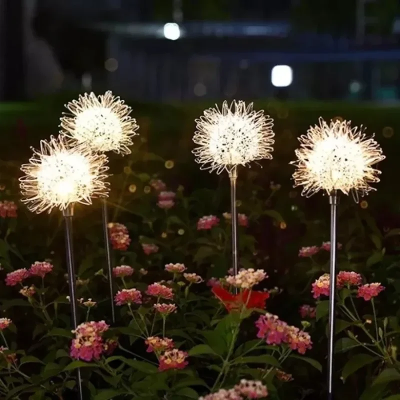 Stainless steel pole, aluminum wire, solar dandelion lamp, holiday party, gardening ground plug