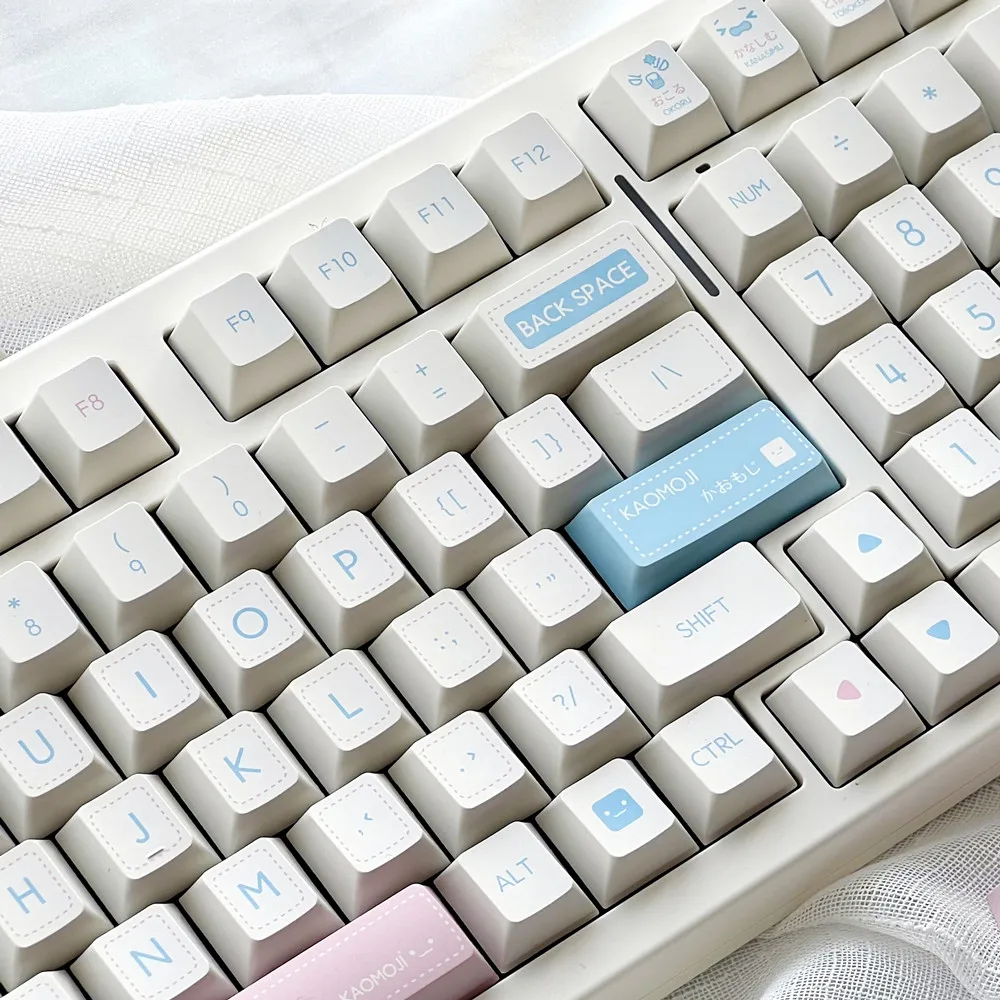 Original Design Mechanical Keyboard Keycaps KAOMOJI Milk White PBT 140 Keys For Outemu Gateron Kailh TTC Cherry Mx Switches